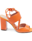 Orange Tie Up Leather Block Heeled Sandals - Julia & Santos 