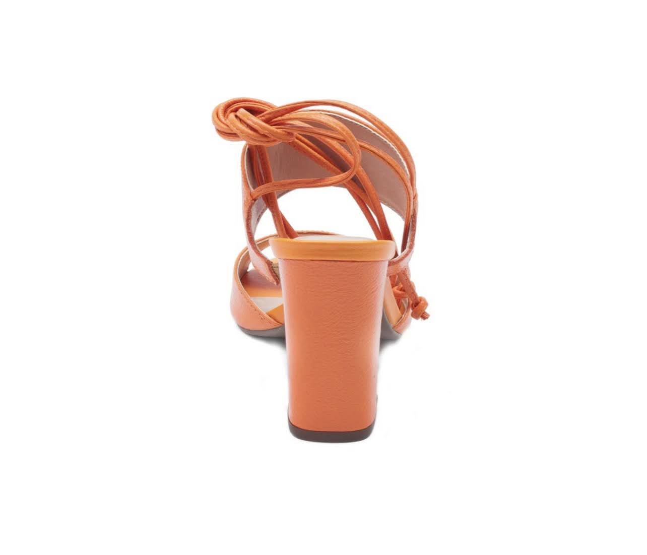 Orange Tie Up Leather Block Heeled Sandals - Julia &amp; Santos 