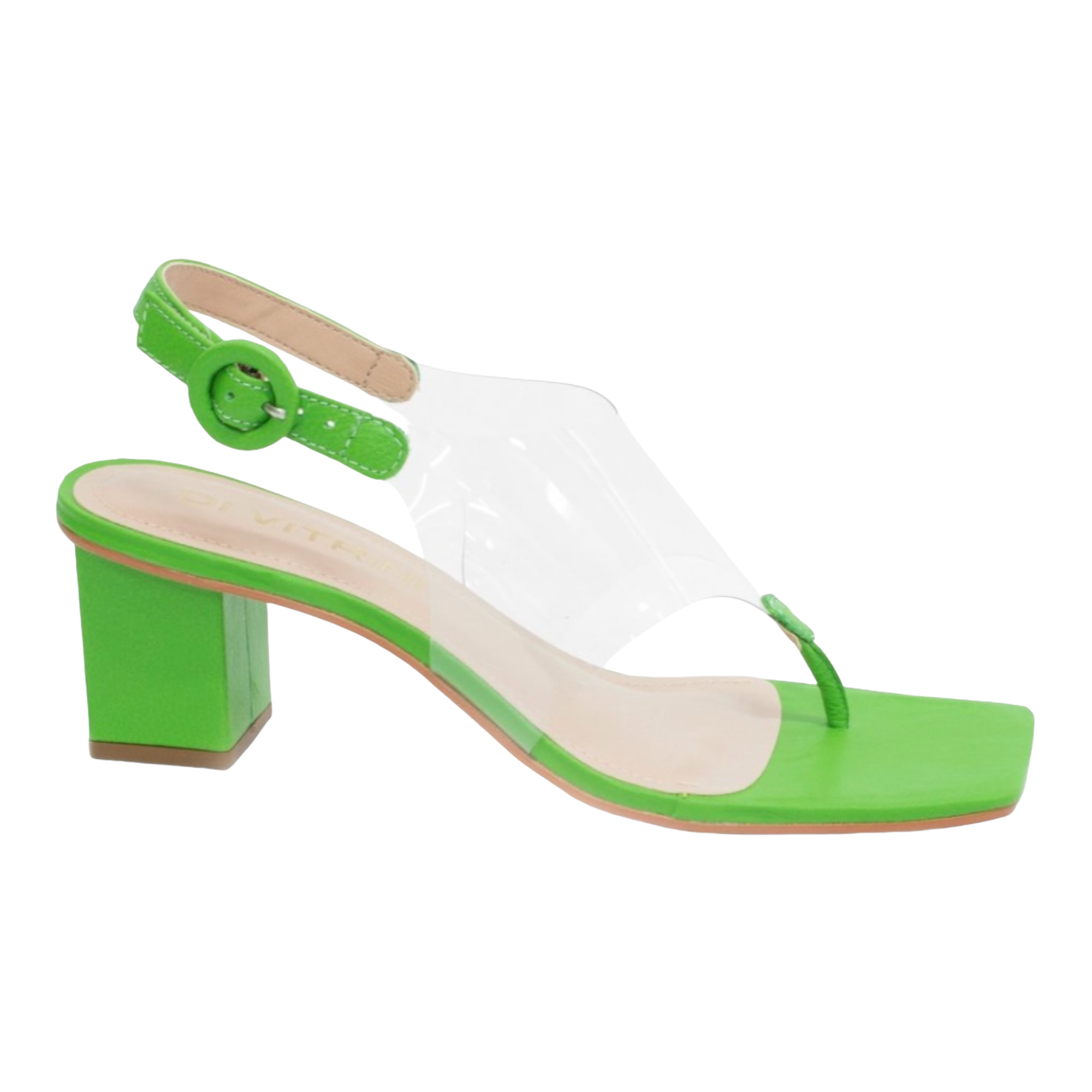 Clear and Green Block Heeled Sandal - Julia & Santos