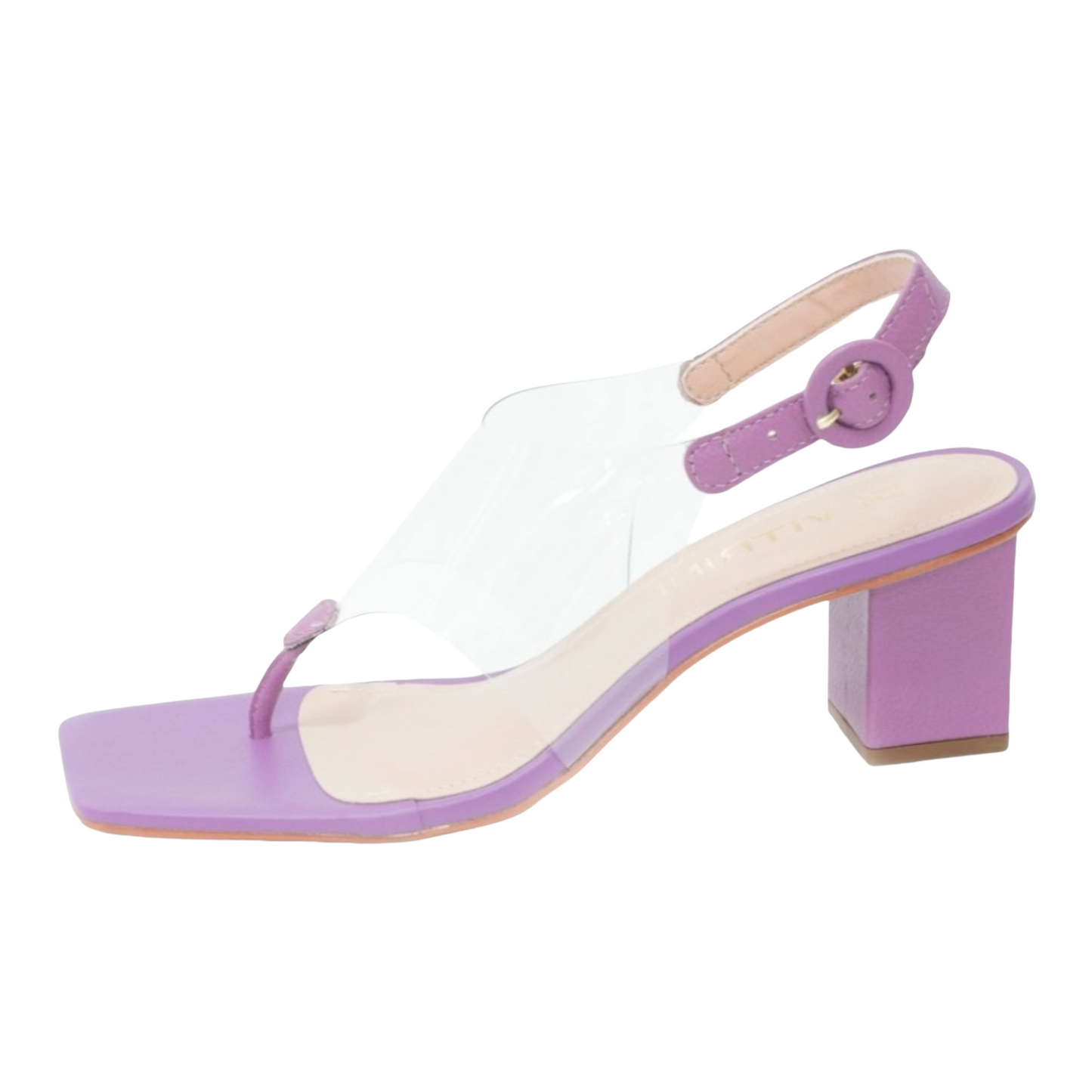 Clear and Purple Block Heeled Sandal