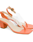 Clear and Orange Block Heeled Sandal - Julia & Santos 