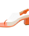 Clear and Orange Block Heeled Sandal - Julia & Santos 