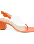 Clear and Orange Block Heeled Sandal - Julia & Santos 