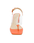 Clear and Orange Block Heeled Sandal - Julia & Santos 