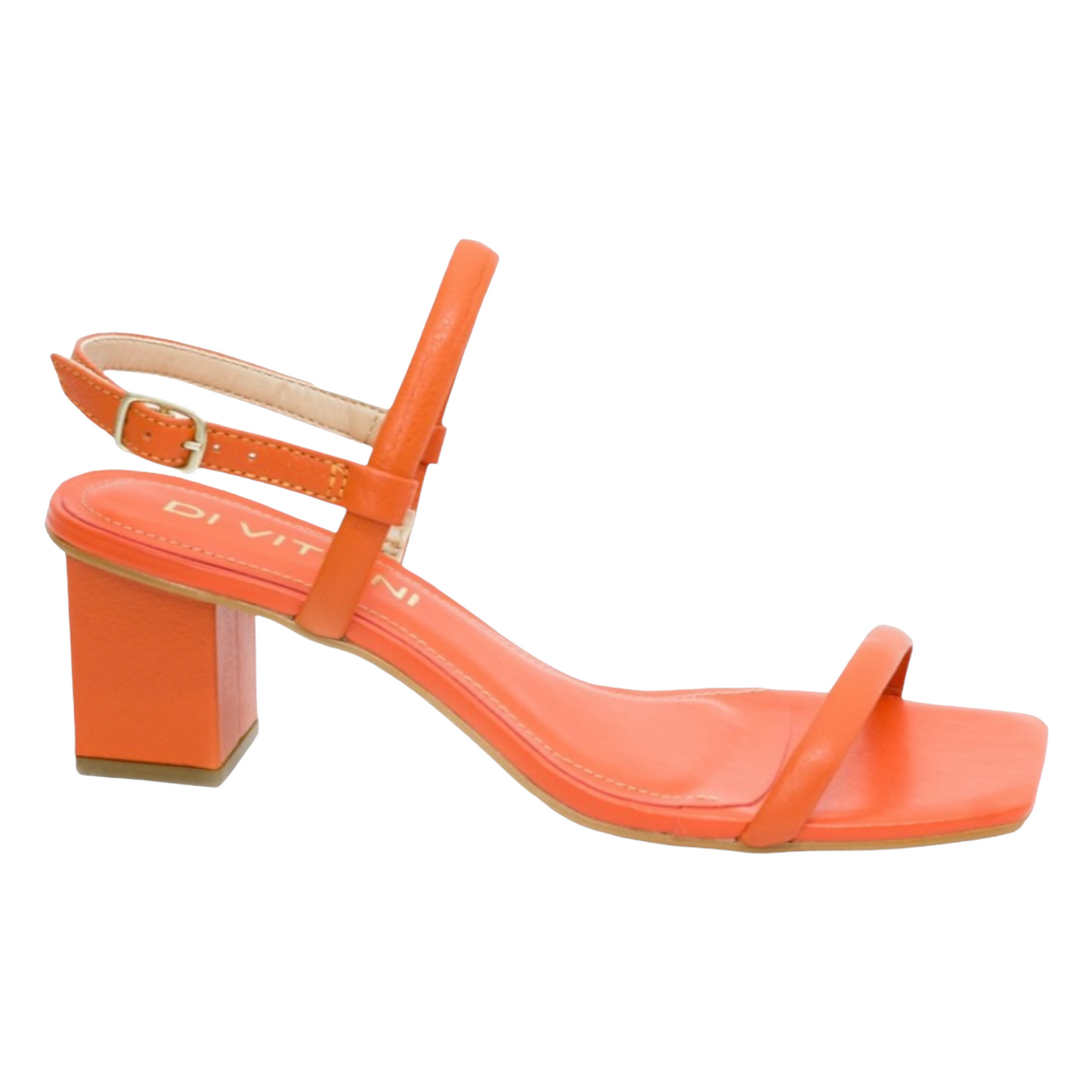 Rio Orange Leather Heeled Sandal