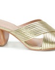 Gold Slip On Mule Heeled Sandal - Julia & Santos 