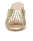 Gold Slip On Mule Heeled Sandal - Julia & Santos 