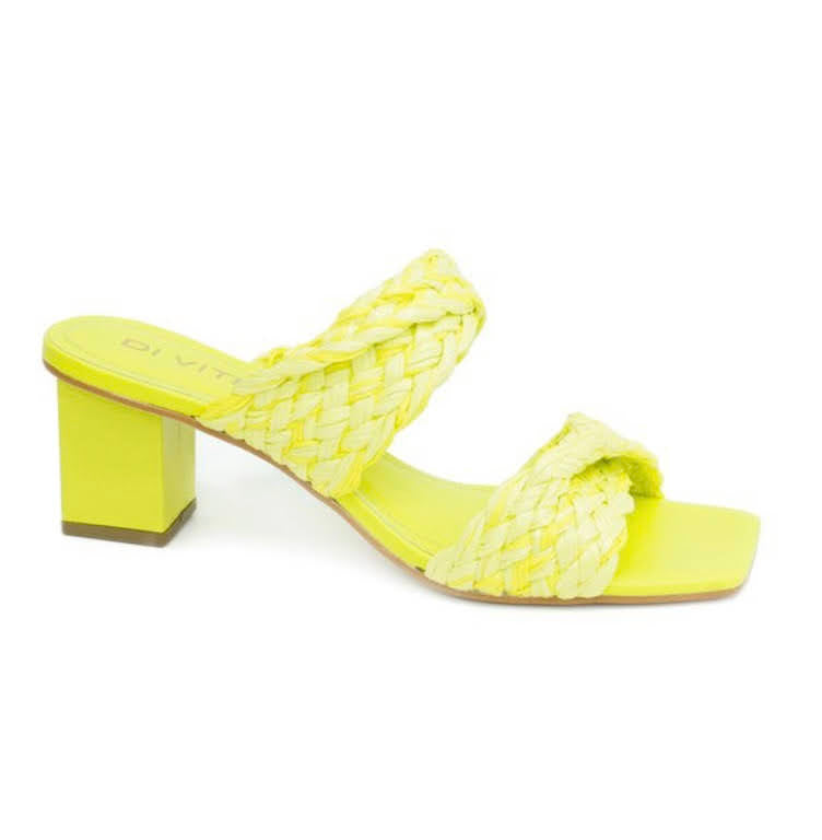 Cecille Lime Green Slip On Heeled Mules