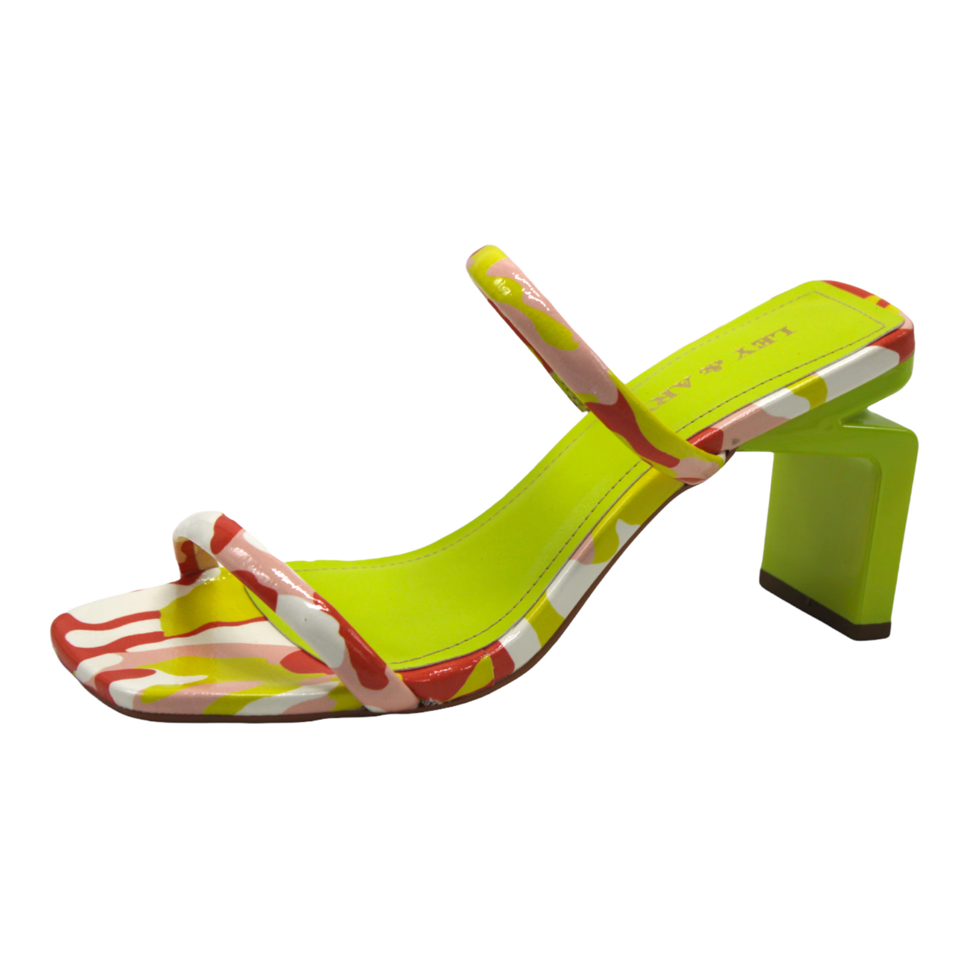Multicolored Camo Slip On Heeled Sandals - Julia & Santos 