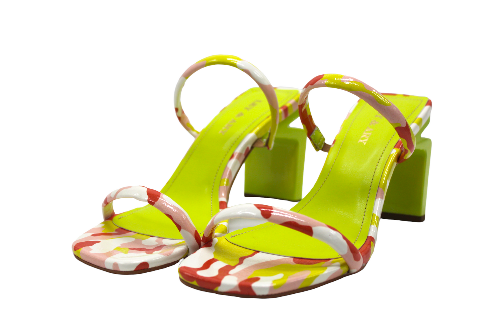 Multicolored Camo Slip On Heeled Sandals - Julia & Santos 