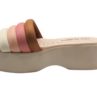 Slip On Pink/White Striped Platform Sandals