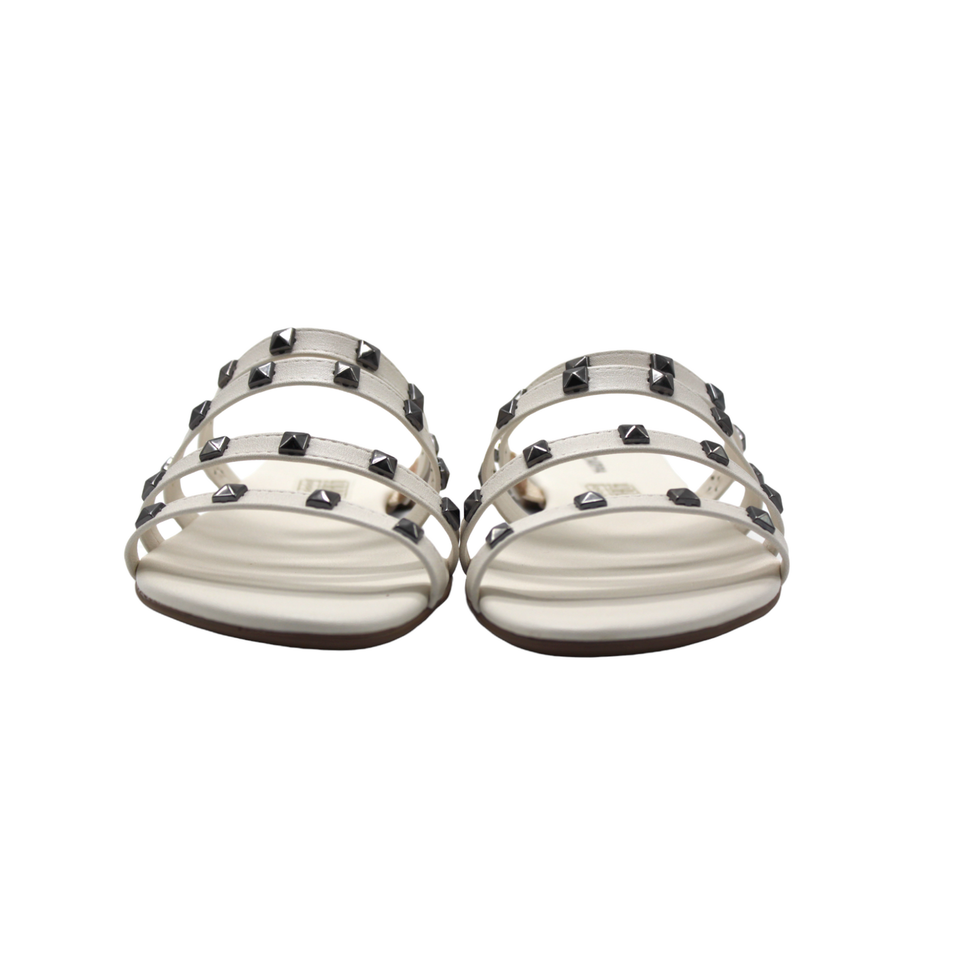 Studded Off White Slip On Flat Sandals - Julia &amp; Santos 