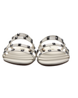 Studded Off White Slip On Flat Sandals - Julia & Santos 