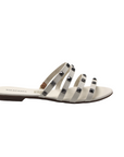 Studded Off White Slip On Flat Sandals - Julia & Santos 