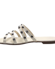 Studded Off White Slip On Flat Sandals - Julia & Santos 