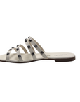 Studded Off White Slip On Flat Sandals - Julia & Santos 