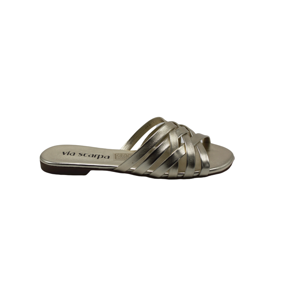 Patricia Metallic Gold Strappy Slip On Flat Sandals