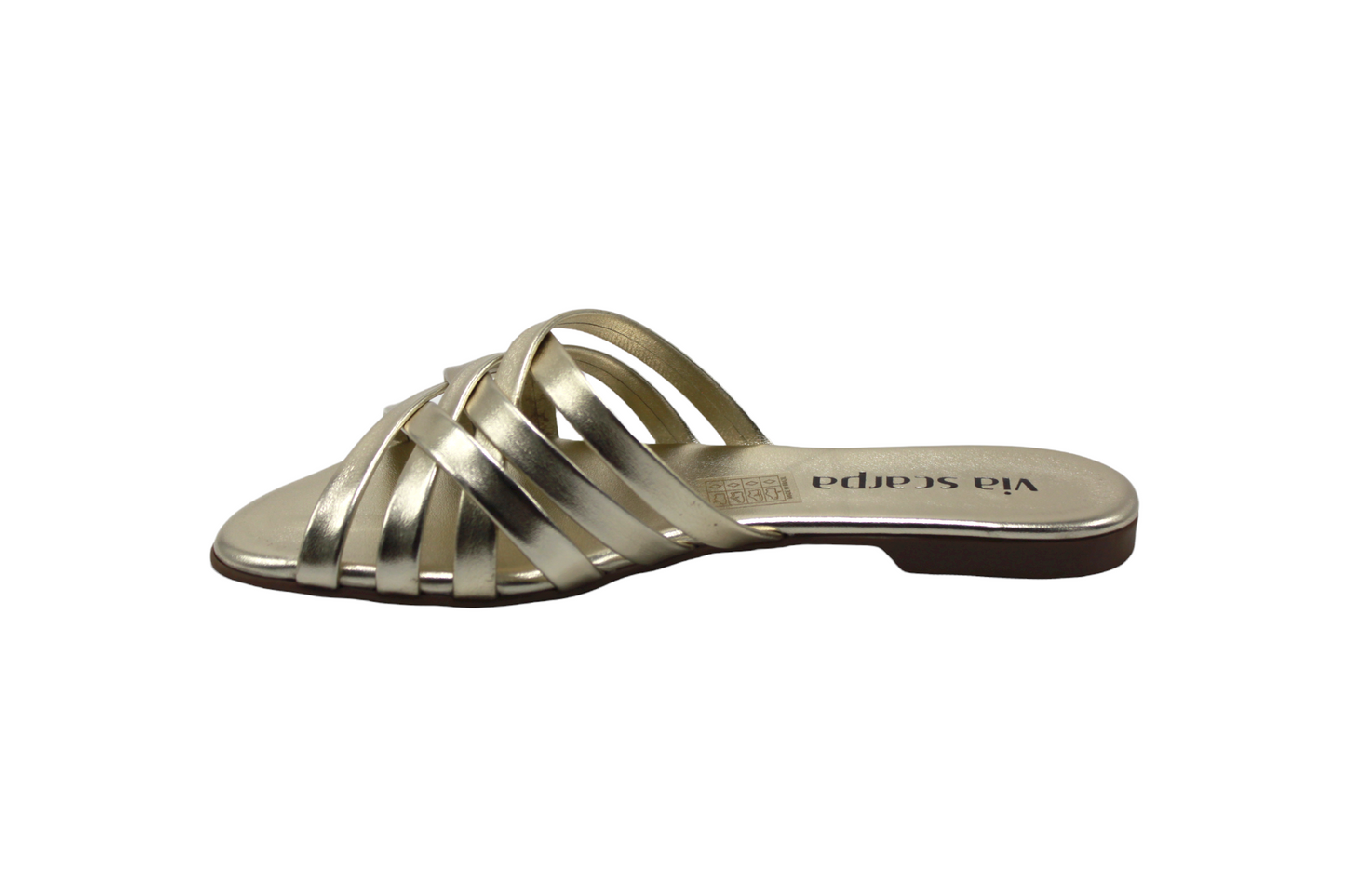 Patricia Metallic Gold Strappy Slip On Flat Sandals - Julia & Santos 