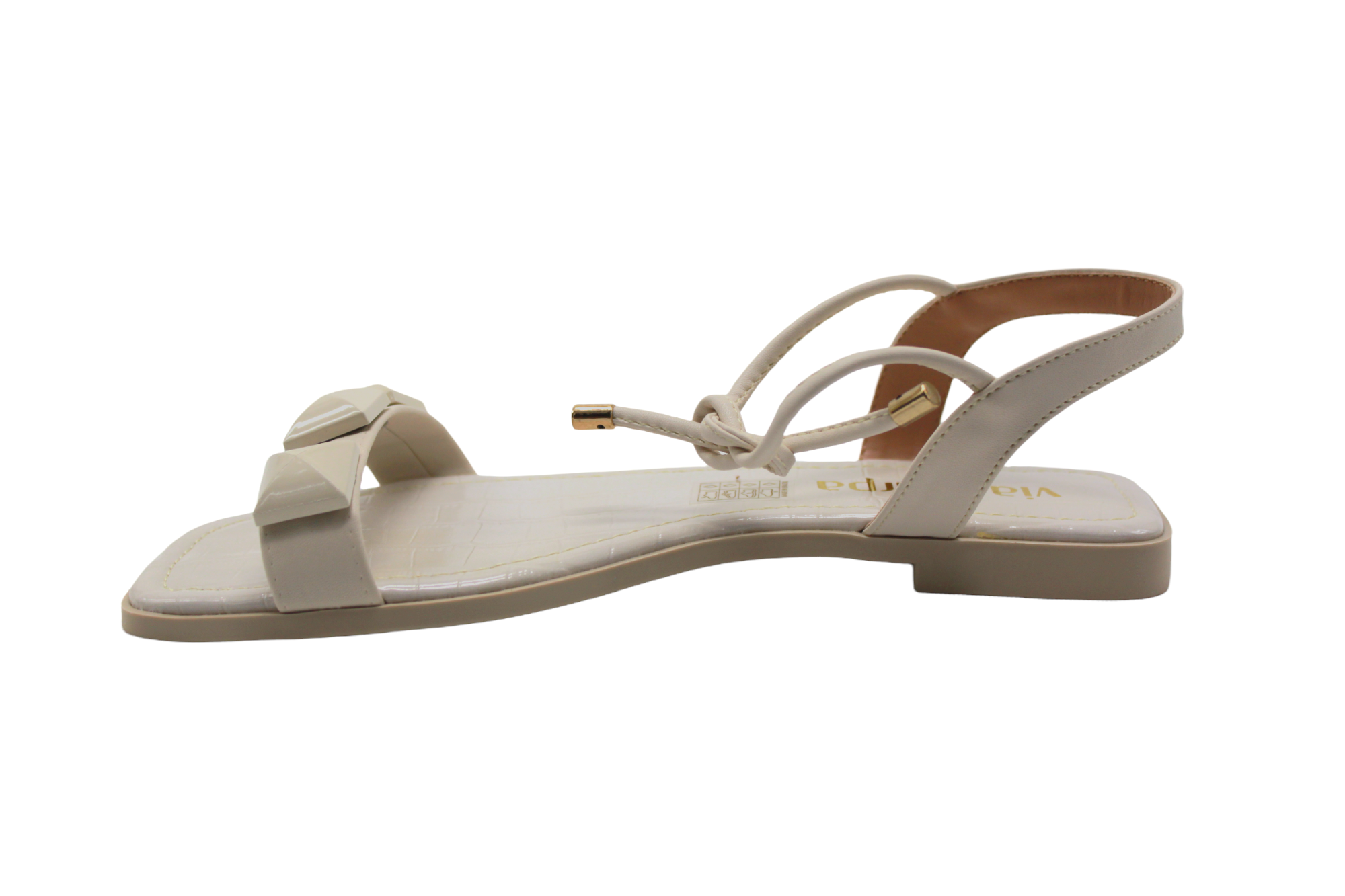 Off White Studded Flat Sandals - Julia &amp; Santos 