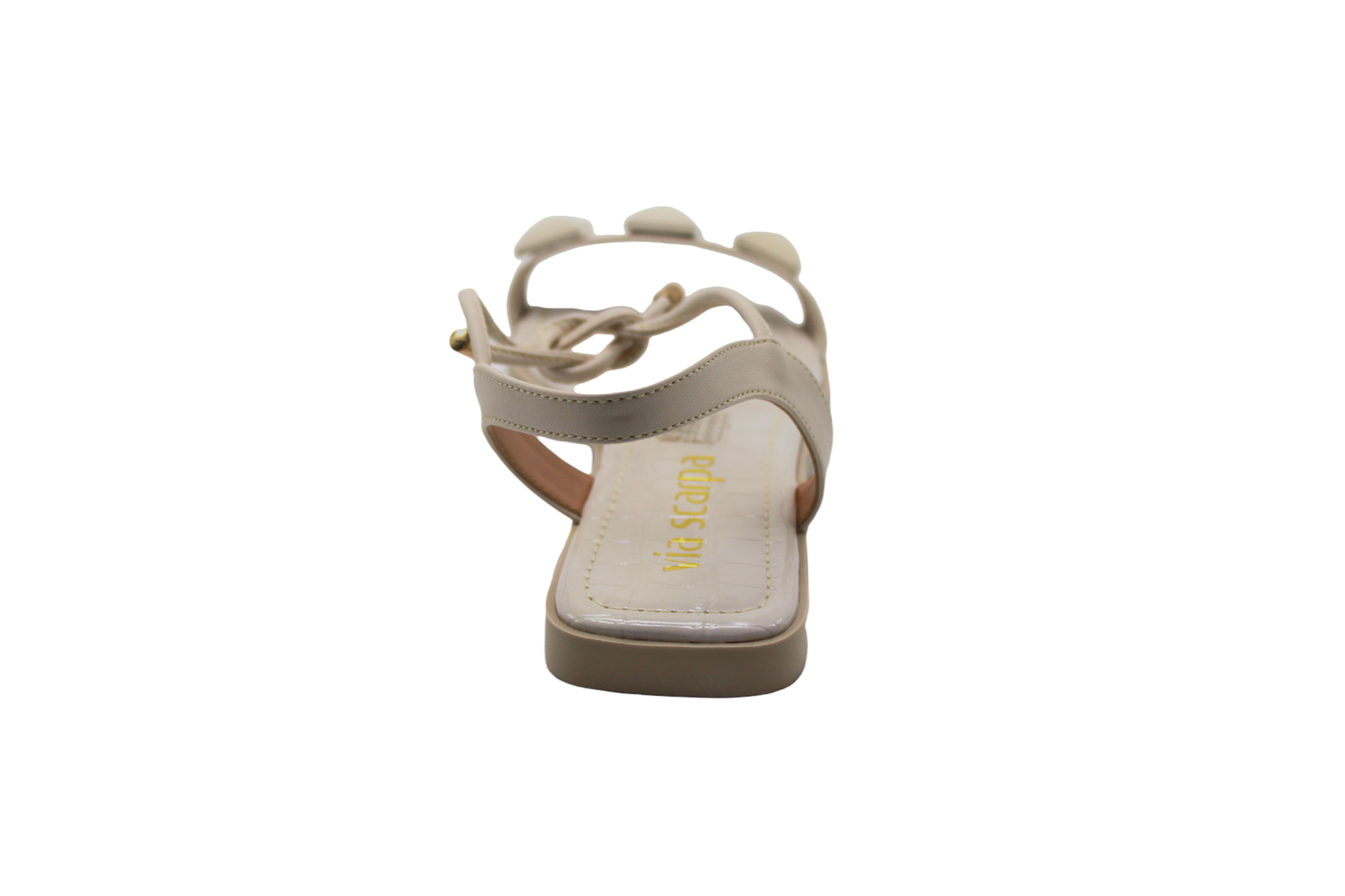 Off White Studded Flat Sandals - Julia &amp; Santos 
