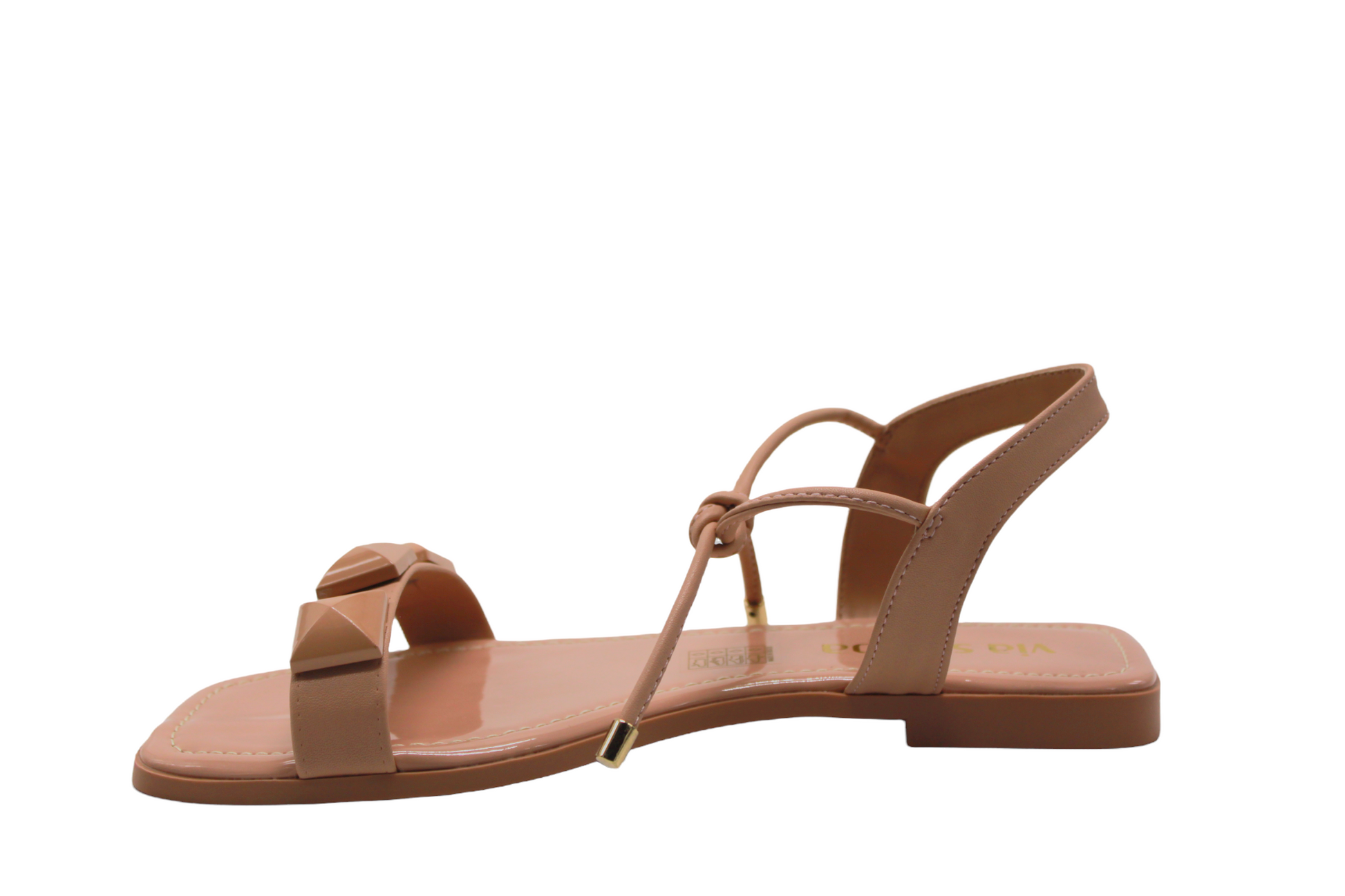 Blush Pink Studded Flat Sandals - Julia & Santos 