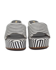 Slip On Black and White Striped Platform Heels - Julia & Santos 