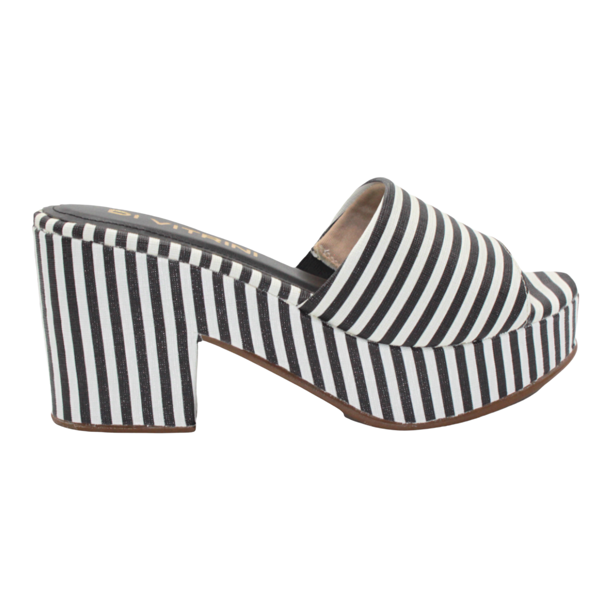 Strippy black heeled sandals online
