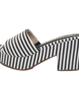 Slip On Black and White Striped Platform Heels - Julia & Santos 