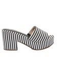 Slip On Black and White Striped Platform Heels - Julia & Santos 