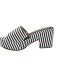 Slip On Black and White Striped Platform Heels - Julia & Santos 