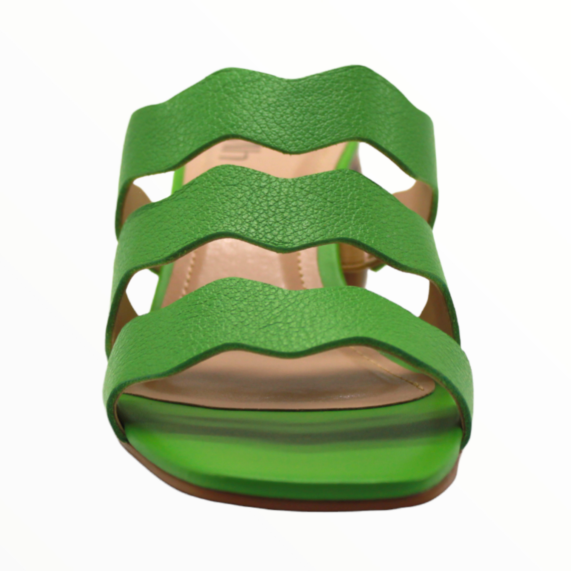 Green Leather Block Heeled Sandals - Julia & Santos 