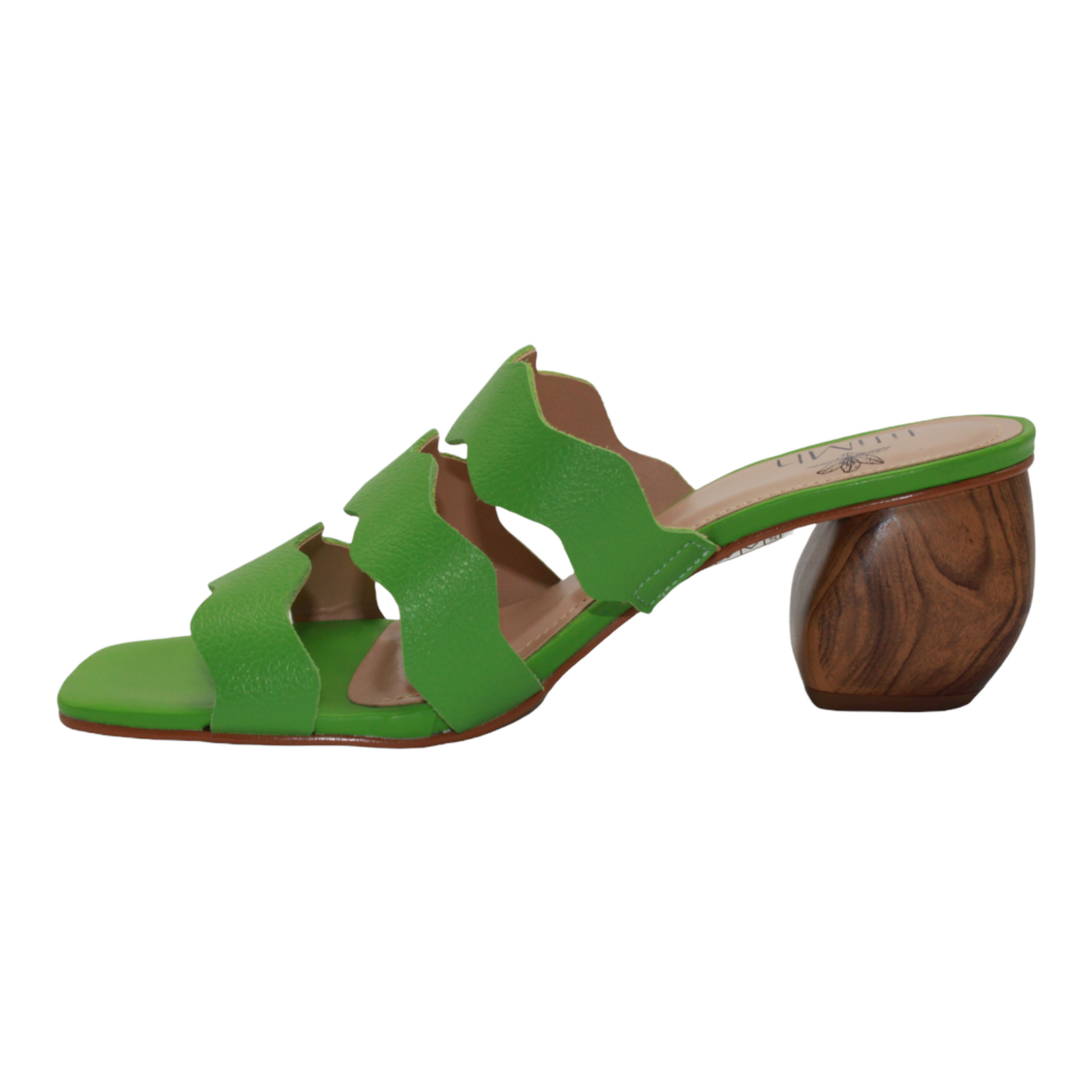 Green Leather Block Heeled Sandals - Julia & Santos 