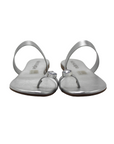 Silver Rhinestone Slip On Flat Sandals - Julia & Santos 