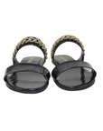 Black and Gold Chain Slip On Flat Sandals - Julia & Santos 