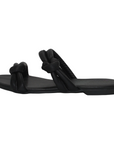 Knot Detail Slip On Black Flat Sandals - Julia & Santos 