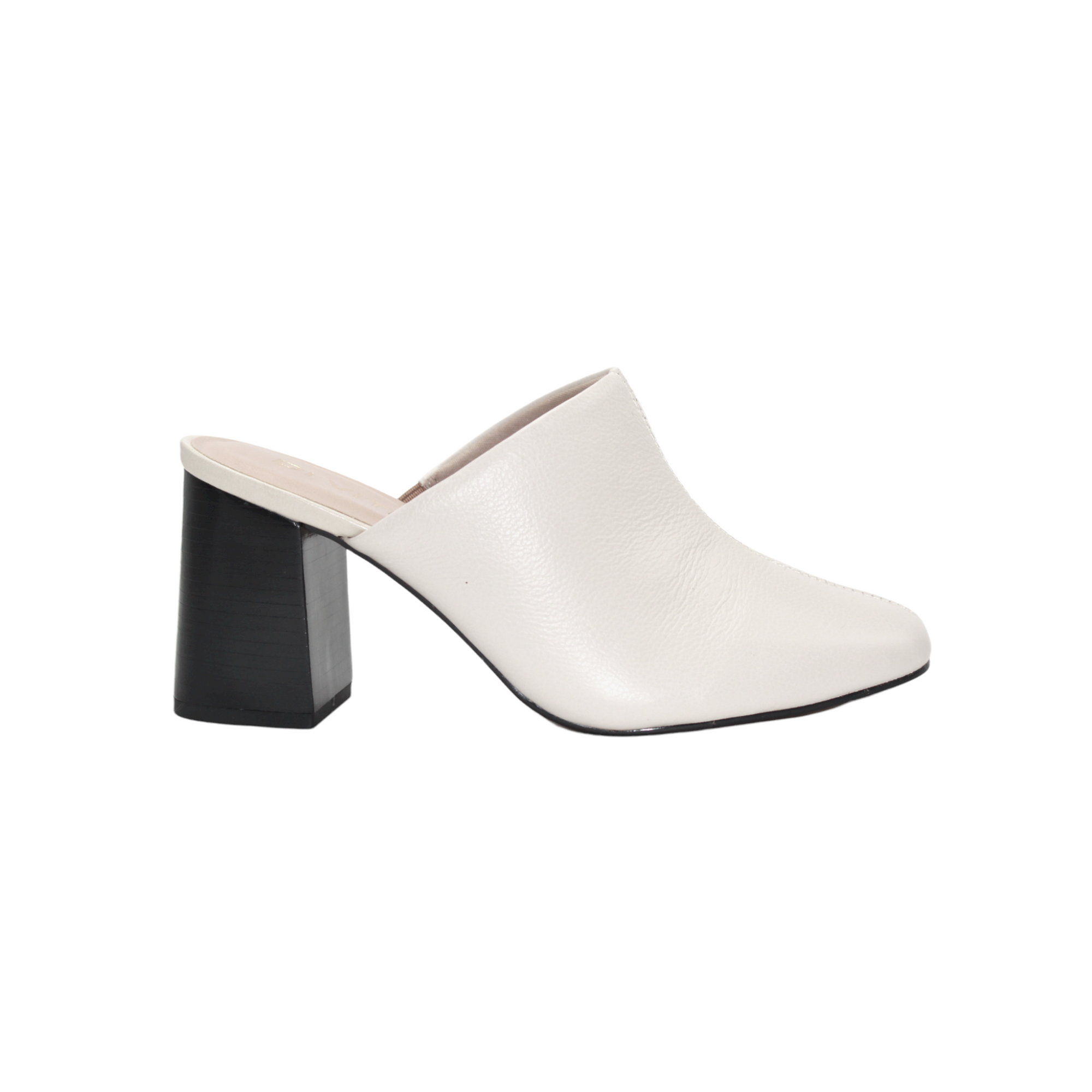 Pointed Off White Leather Heeled Mules - Julia &amp; Santos 