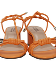 Orange Block Heeled Leather Sandal - Julia & Santos 