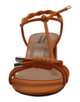 Orange Block Heeled Leather Sandal - Julia & Santos 