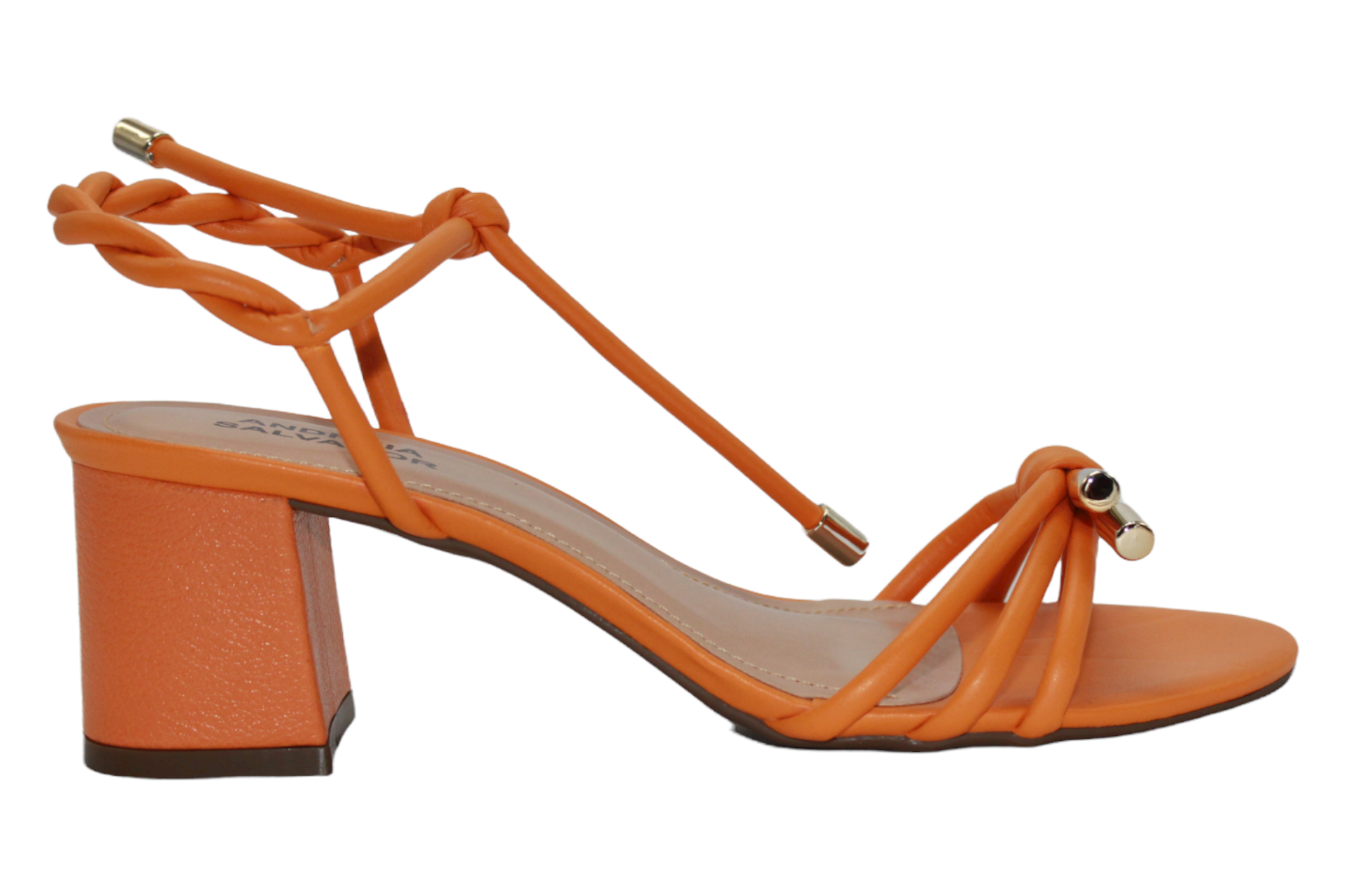 Orange Block Heeled Leather Sandal - Julia &amp; Santos 