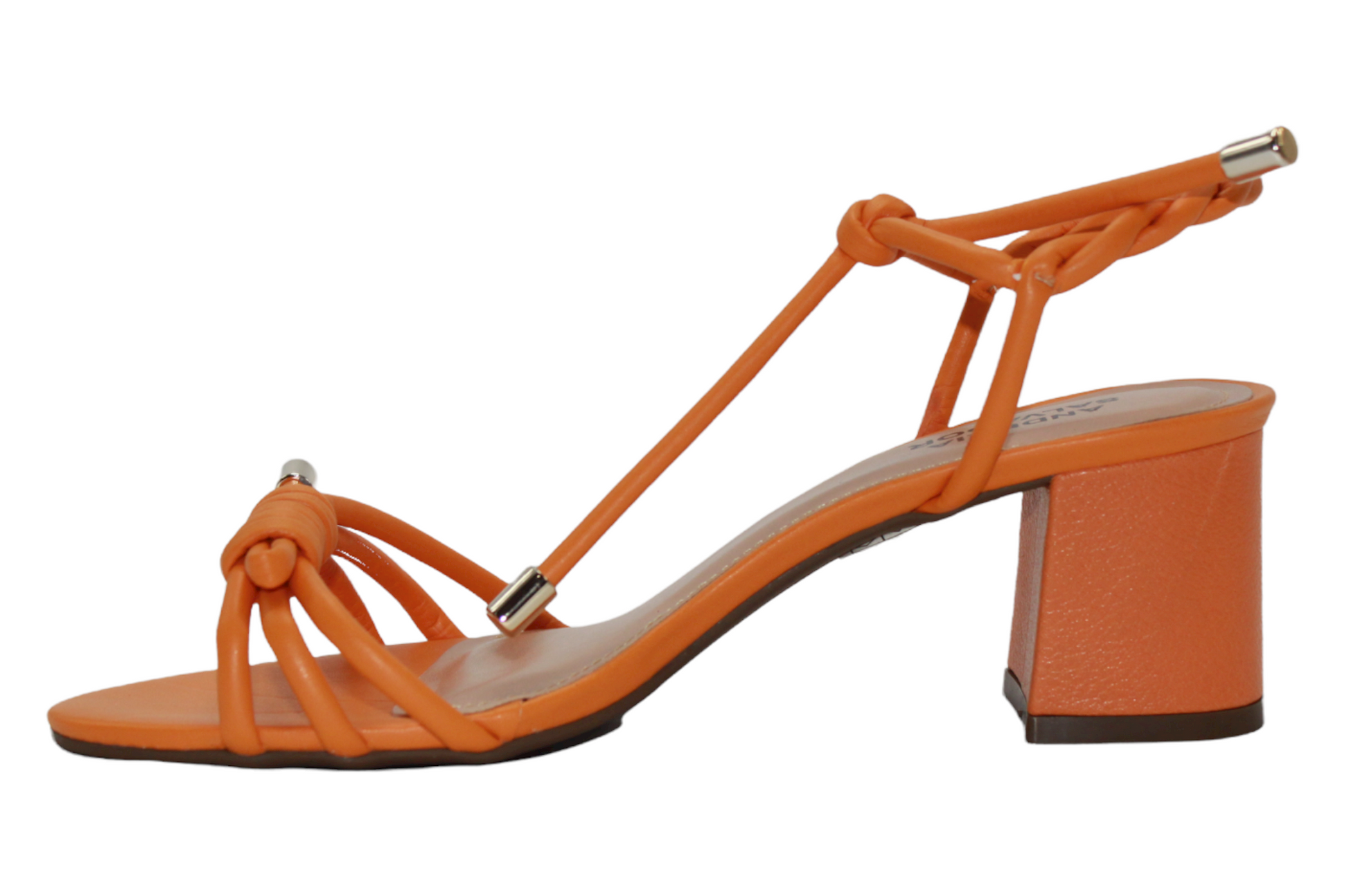Orange Block Heeled Leather Sandal - Julia & Santos 