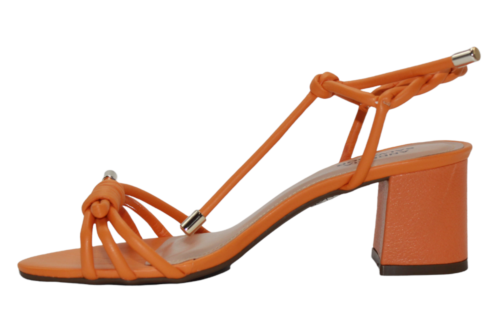 Orange Block Heeled Leather Sandal - Julia &amp; Santos 