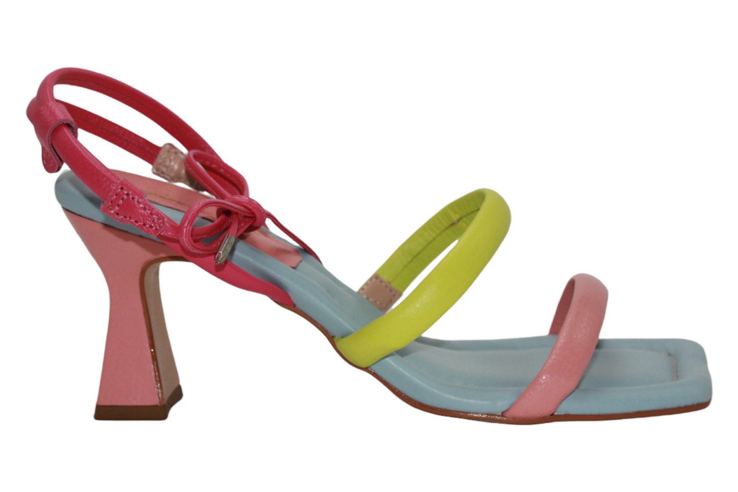 Multicolored Neon Heeled Sandals