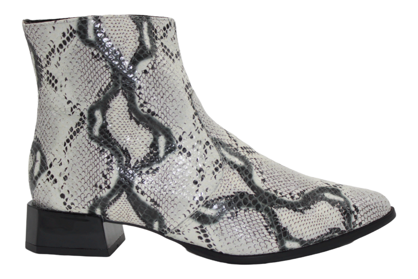 Leather Snake Print Chelsea Boots