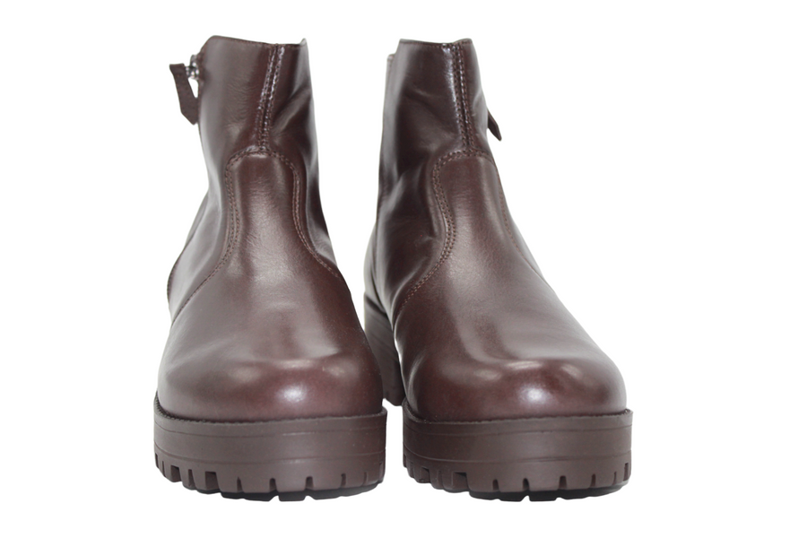 Leather Ankle Lug Sole Boots