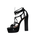 Open Toe Ankle Tie Up Platform Heels - Julia & Santos 