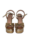 Open Toe Gold Platform Heel with Ankle Strap - Julia & Santos 