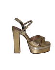 Open Toe Gold Platform Heel with Ankle Strap - Julia & Santos 