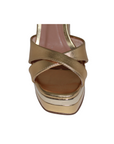 Open Toe Gold Platform Heel with Ankle Strap - Julia & Santos 