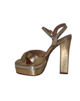 Open Toe Gold Platform Heel with Ankle Strap - Julia & Santos 