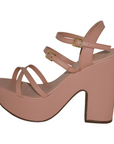 Open Toe Blush Criss Cross Platform Heel with Ankle Strap - Julia & Santos 